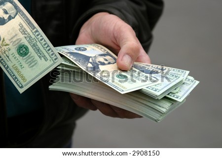 Man giving away money