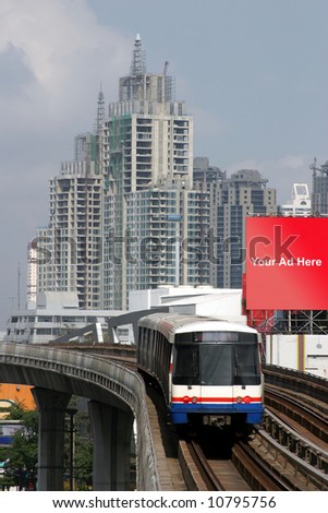 Train in Bangkok, Thailand, place your add on billboard (with clipping paths)