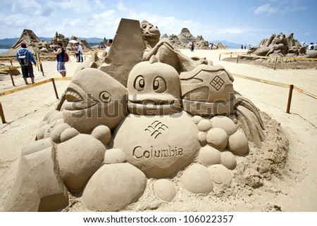 FULONG, TAIWAN-MAY 23,2012:a fairy sand sculpture at Fulong beach for celebrating the Sand Sculpture Festival on May 23,2012 in Fulong,Taiwan