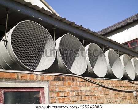 several ventilation pipes of old classic Taiwanese house