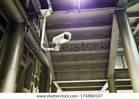 CCTV camera. Security camera on the ceiling. Private property protection.