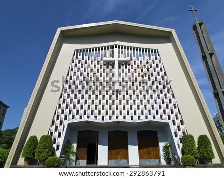 Taipei, Taiwan - June 30, 2014: Holy family catholic church exterior taken  on June 30,2015 in Taipei,Taiwan.it belongs to Archidioecesis Taipehensis.