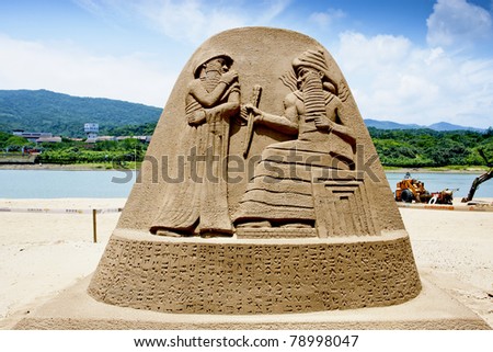 FULONG, TAIWAN-MAY 31:an Egypt sand sculpture at Fulong beach for celebrating the Sand Sculpture Festival on May 31,2011 in Fulong,Taiwan