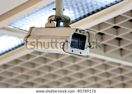 Security camera in the public place of buildings