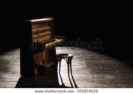 Old piano on the stage