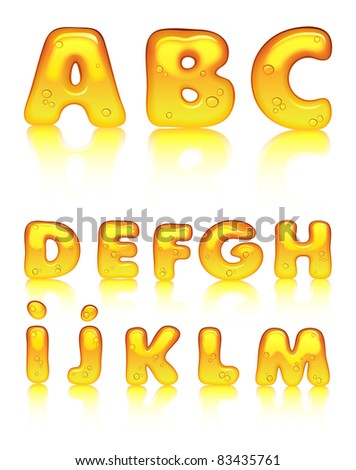 Vector honey alphabet. From A to M