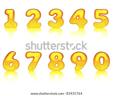 Vector honey alphabet. Numbers