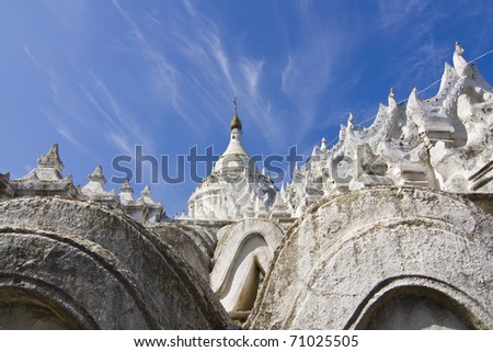 the white Hsin-byu-me pagoda of Mingun, Myanmar, near Mandalay