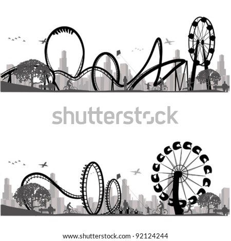 Vector illustration.Roller Coaster Silhouette