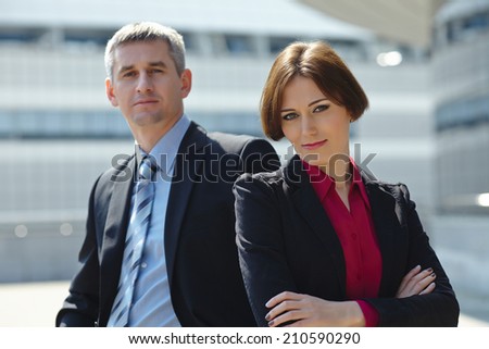 Business man and woman outdoor