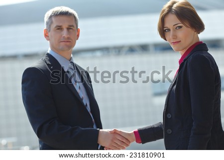 Business man and woman outdoor