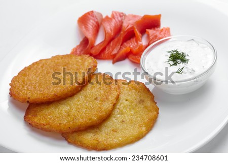 potato pancakes with salmon