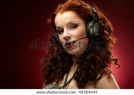 Beautiful women with a headset
