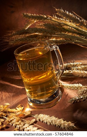 Glass of beer with grain