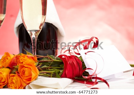 Roses and glasses of champagne