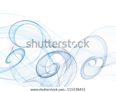 Smooth waves and swirl from blue tones on a white background