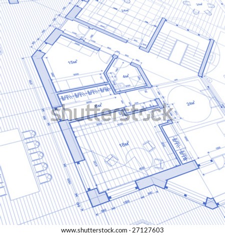 Architecture Blueprint: Abstract House Plan - Vector Background ...