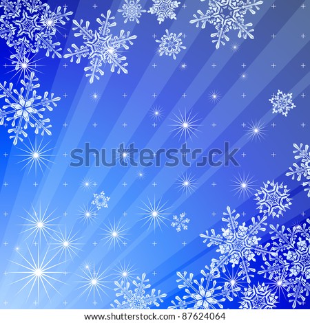 Ray of lights snowflakes on blue background. Bitmap copy my vector ID 39712453