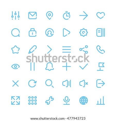 36 Most Useful Web and Mobile Icons for Interfaces. Vector Design Elements Set. Thin Line style. 