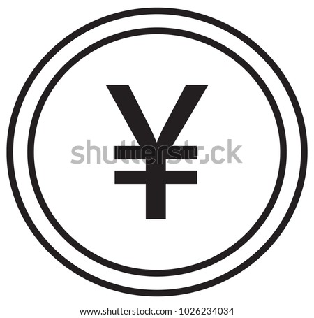 Yen, Yuan or Renminbi currency icon or logo vector over a coin. Symbol for Japanese or Chinese bank, banking or Japan and China finances.