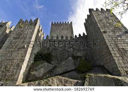 Guimaraes Castle, the most famous castle in Portugal as it was the birth place of the first Portuguese King and the Portuguese nation. Unesco World Heritage Site.