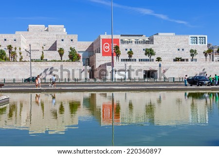 Lisbon, Portugal. August 24, 2014: Centro Cultural de Belem (belem cultural center). Major museum and cultural center showing exhibitions a art collections like the Berardo Museum and music concerts.