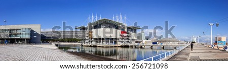Lisbon, Portugal - February 01, 2015: Lisbon Oceanarium, the second largest oceanarium in the world and the biggest in Europe with a view over the Parque das Nacoes, Lisbon, Portugal