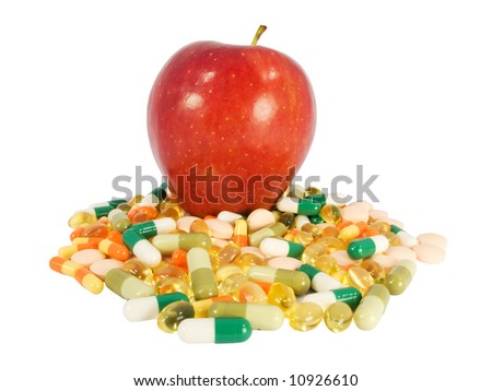 Red apple vs. food supplements in pills