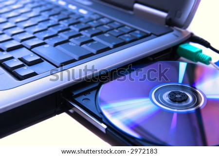 laptop with a disk dvd