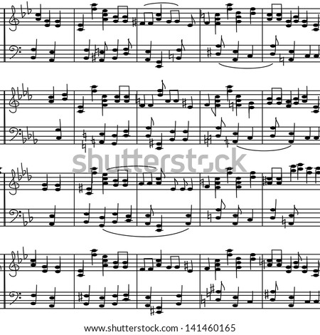 Seamless pattern of music stave notes on a white background