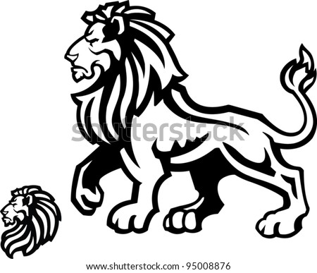 Lion Mascot Profile on White
