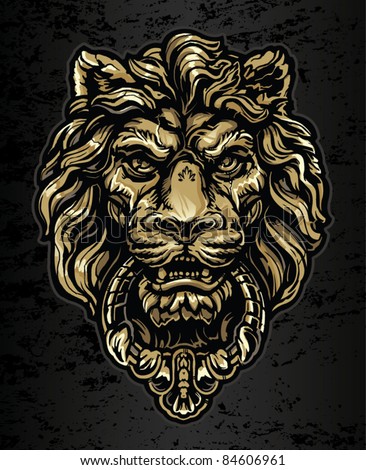Gold Lion Door Knocker