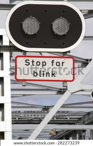 Stop lights on The Old Littlebelt Bridge - Blurred bridge in the background.