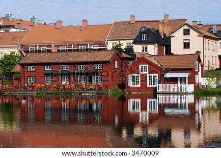 Colourful Scandinavian Houses by the River
