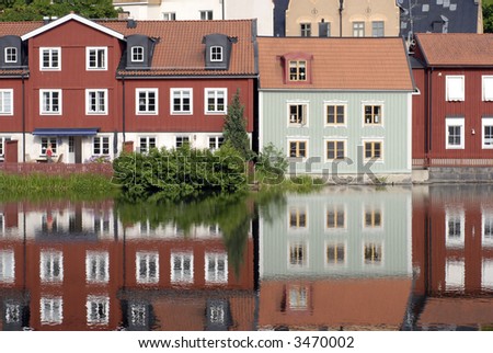 Colourful Scandinavian Houses by the River