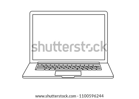 Continuous line drawing of a modern laptop