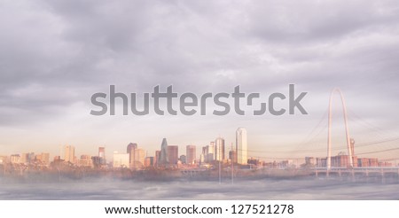 Dallas skyline in fog