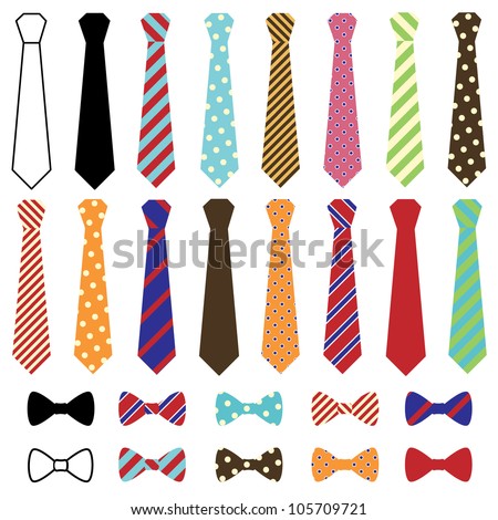 Set of Vector Ties and Bow Ties