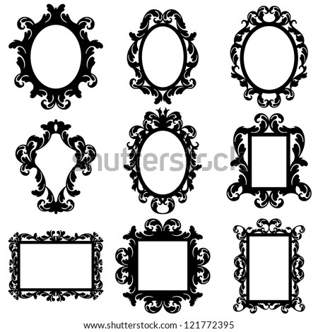 Vector Set of Baroque Frame Silhouettes