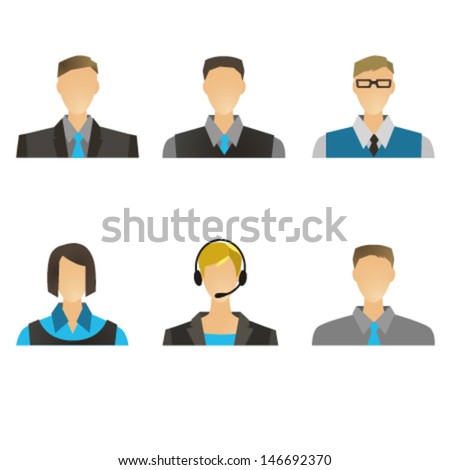 Simple office people icons in vector: manager icon, office manager, call center, customer service, receptionist, director. Best for info graphics, visualization data.