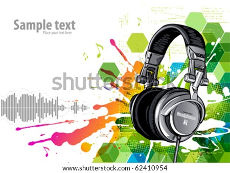 Headphones on a grunge background