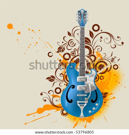 Vector Guitar On Grunge Background - 53796805 : Shutterstock