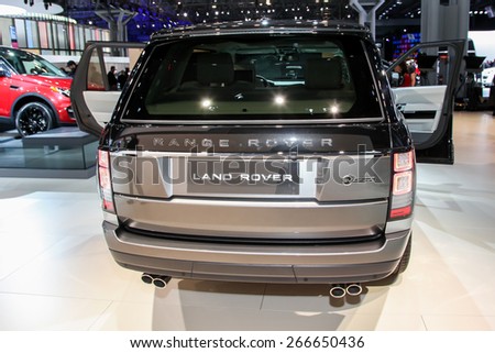 NEW YORK - APRIL 1: Land Rover exhibit Range Rover at the 2015 New York International Auto Show during Press day,  public show is running from April 3-12, 2015 in New York, NY.