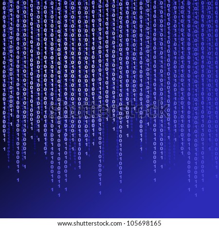 Binary code zeros and ones creating background on blue