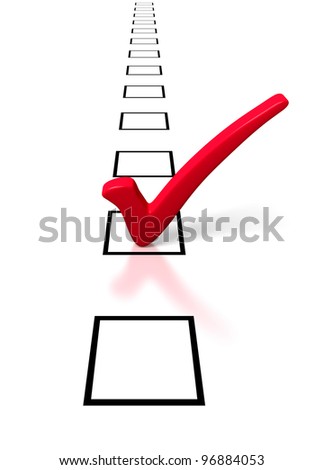 Single Red Tick In A Long Row Of Check Boxes Stock Photo 96884053 ...