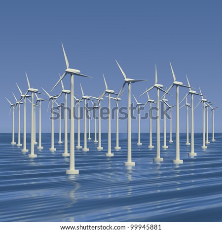 Wind farm or electrical generators at sea
