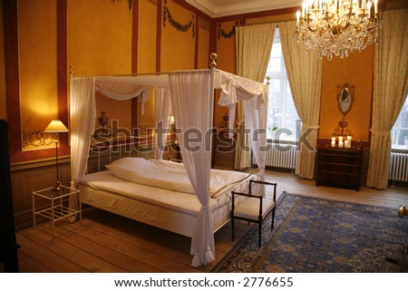 Bedroom in the Castle of Holckenhavn, Denmark.