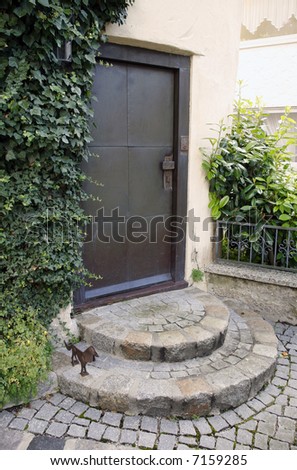 Nice door Bavaria. - Notice the iron dog on the steps for cleaning under the shoes.
