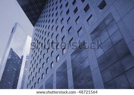 Futuristic corporate office buildings - La Defense, Paris, France.