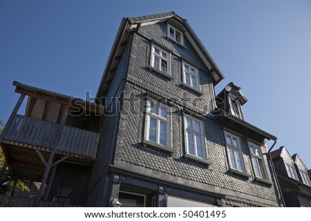 Nice slate covered house Goslar, Hartz National Park, Germany.